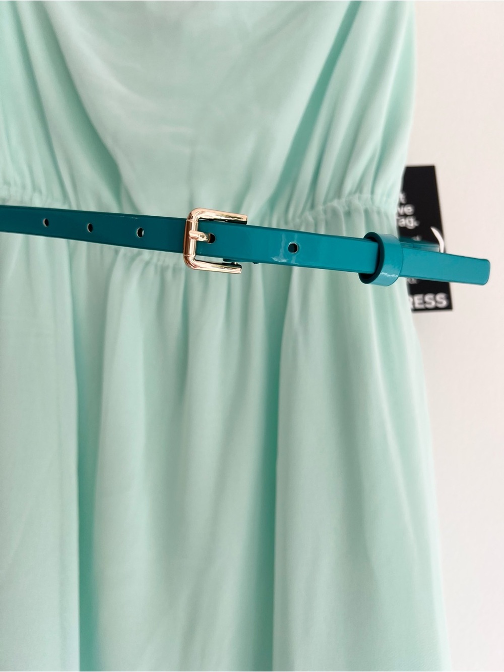 Express Mint Strapless Chiffon Dress with Belt Accent | Women’s XS - Picture 5 of 16